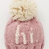 Huggalugs hi. Hand Knit Beanie Hat - Rosy, Large (2-6 years)