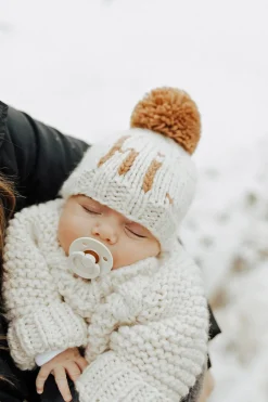 Huggalugs hi. Hand Knit Beanie Hat - Pecan, X-Small (Newborn)