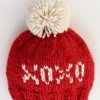 Huggalugs XOXO Valentine's Day Hand Knit Beanie Hat - Red, Medium (6-24 months)
