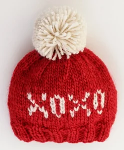Huggalugs XOXO Valentine's Day Hand Knit Beanie Hat - Red, Medium (6-24 months)
