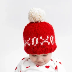 Huggalugs XOXO Valentine's Day Hand Knit Beanie Hat - Red, Medium (6-24 months)