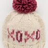 Huggalugs XOXO Valentine's Day Hand Knit Beanie Hat - Cream, X-Small (Newborn)