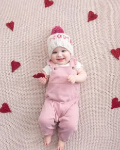 Huggalugs XOXO Valentine's Day Hand Knit Beanie Hat - Cream, X-Small (Newborn)