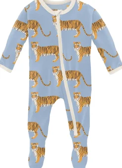 KicKee Pants Footie with Zipper - Pond Tiger, 6-9 Months