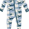 KicKee Pants Footie with Zipper - Pond Airplanes, 18-24 Months