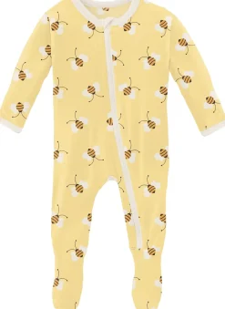 KicKee Pants Footie with Zipper - Wallaby Bees, 6-9 Months