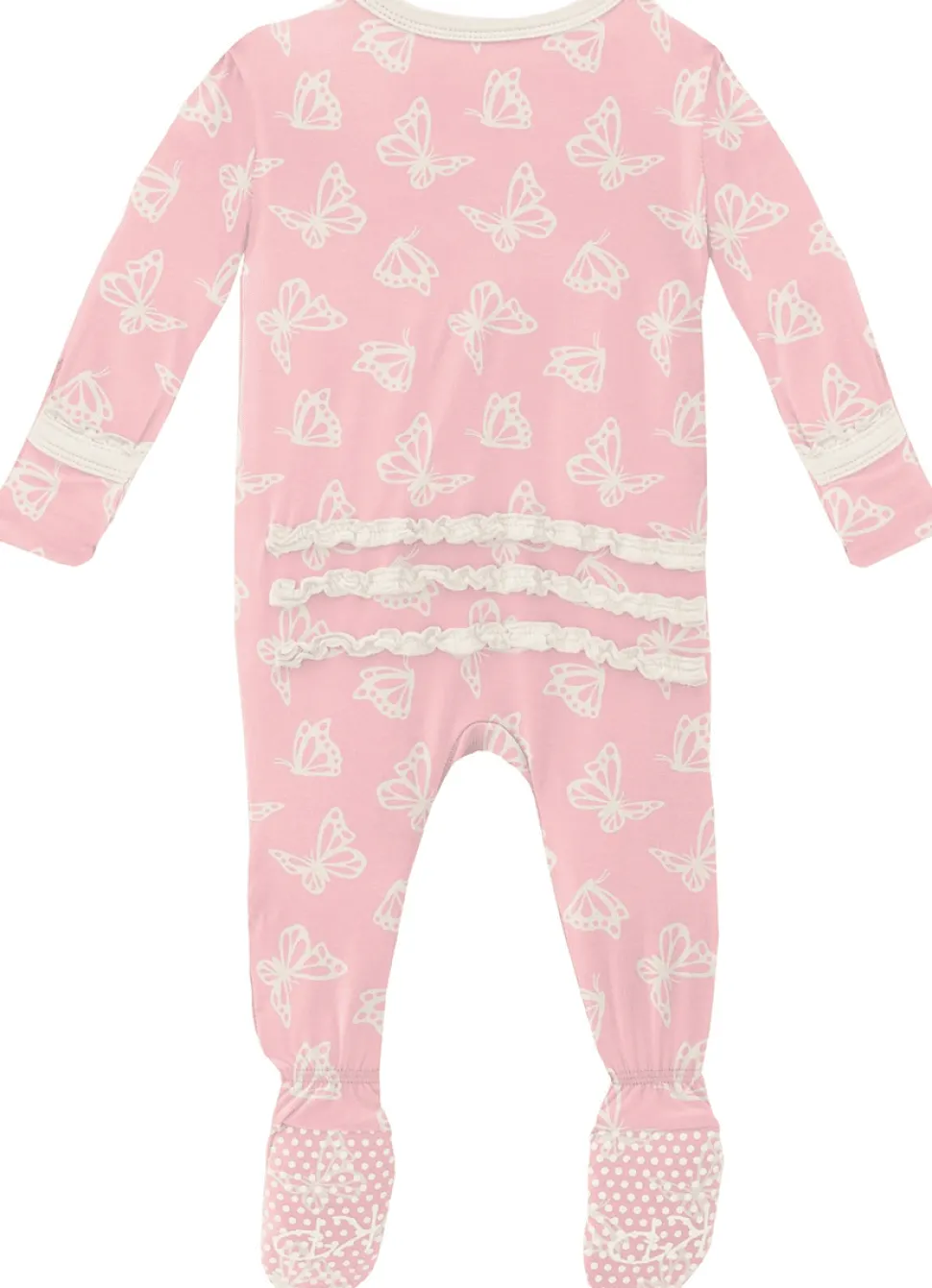 KicKee Pants Muffin Ruffle Footie with Zipper - Lotus Butterfly, 12-18 Months