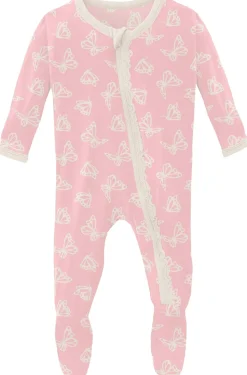 KicKee Pants Muffin Ruffle Footie with Zipper - Lotus Butterfly, 18-24 Months