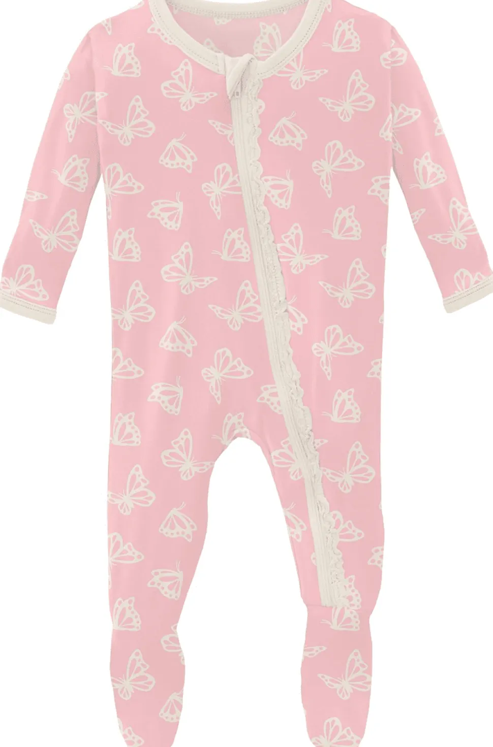 KicKee Pants Muffin Ruffle Footie with Zipper - Lotus Butterfly, 18-24 Months