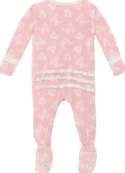 KicKee Pants Muffin Ruffle Footie with Zipper - Lotus Butterfly, 3-6 Months