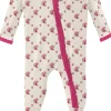 KicKee Pants Muffin Ruffle Footie with Zipper - Natural Rose Trellis, 18-24 Months
