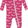 KicKee Pants Muffin Ruffle Footie with Zipper - Calypso Pretzel Pup, 0-3 Months