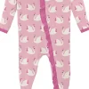 KicKee Pants Print Classic Ruffle Footie with 2 Way Zipper - Cake Pop Swan Princess, 3-6 Months