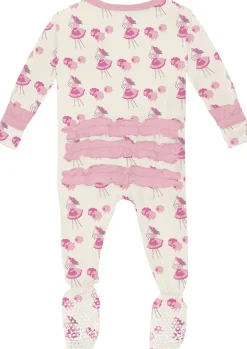 KicKee Pants Print Classic Ruffle Footie with 2 Way Zipper - Natural Little Bo Peep, 3-6 Months