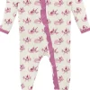 KicKee Pants Print Classic Ruffle Footie with 2 Way Zipper - Natural Axolotl Party, 0-3 Months