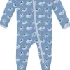 KicKee Pants Print Footie with 2 Way Zipper - Dream Blue Axolotl Party, Newborn