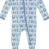 KicKee Pants Print Footie with 2 Way Zipper - Dew ABC Monsters, 0-3 Months