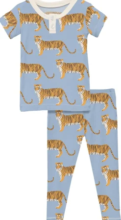 KicKee Pants Short Sleeve Henley Pajama Set - Pond Tiger, 5 Years