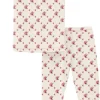 KicKee Pants Short Sleeve Kimono Pajama Set - Natural Rose Trellis, 4T
