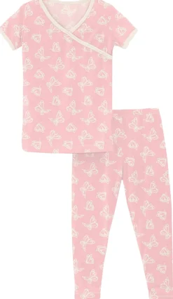 KicKee Pants Short Sleeve Kimono Pajama Set - Lotus Butterfly, 5 Years
