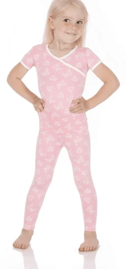 KicKee Pants Short Sleeve Kimono Pajama Set - Lotus Butterfly, 5 Years