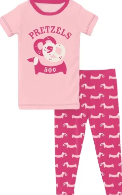 KicKee Pants Short Sleeve Graphic Tee Pajama Set - Calypso Pretzel Pup, 6 Years