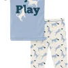 KicKee Pants Short Sleeve Graphic Tee Pajama Set - Natural Frisbee Labs, 6 Years