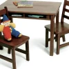 Lipper International Child's Rectangular Table & 2 Chairs - Walnut