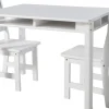 Lipper International Kids Rectangular Table with Shelves & 2 Chairs - White