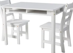 Lipper International Kids Rectangular Table with Shelves & 2 Chairs - White