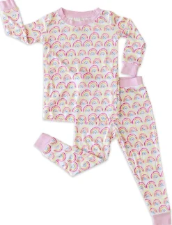 Little Sleepies Two-Piece Bamboo Viscose Pajama Set - Pastel Rainbows, 2T