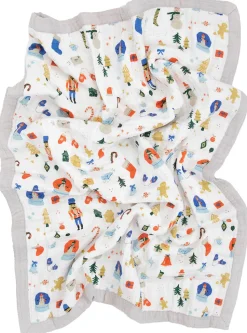 Little Unicorn Cotton Muslin Baby Quilt - Christmas Time