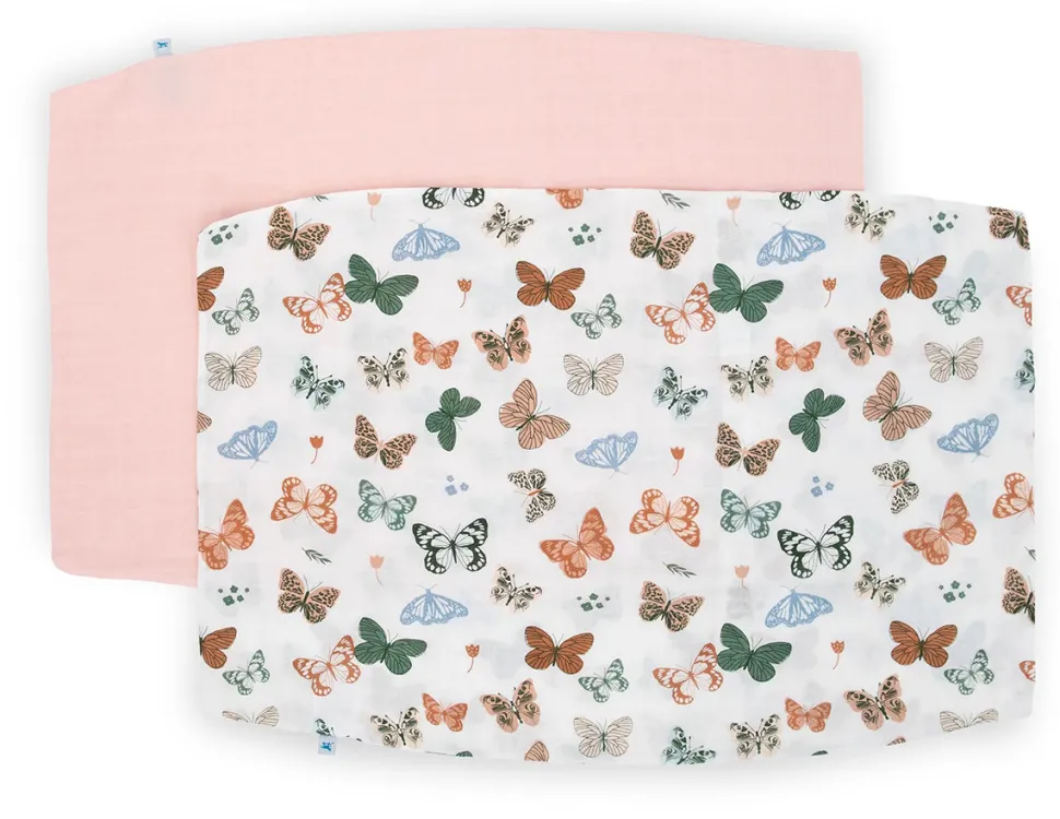 Little Unicorn Cotton Muslin Toddler Pillowcase, 2 Pack - Butterflies