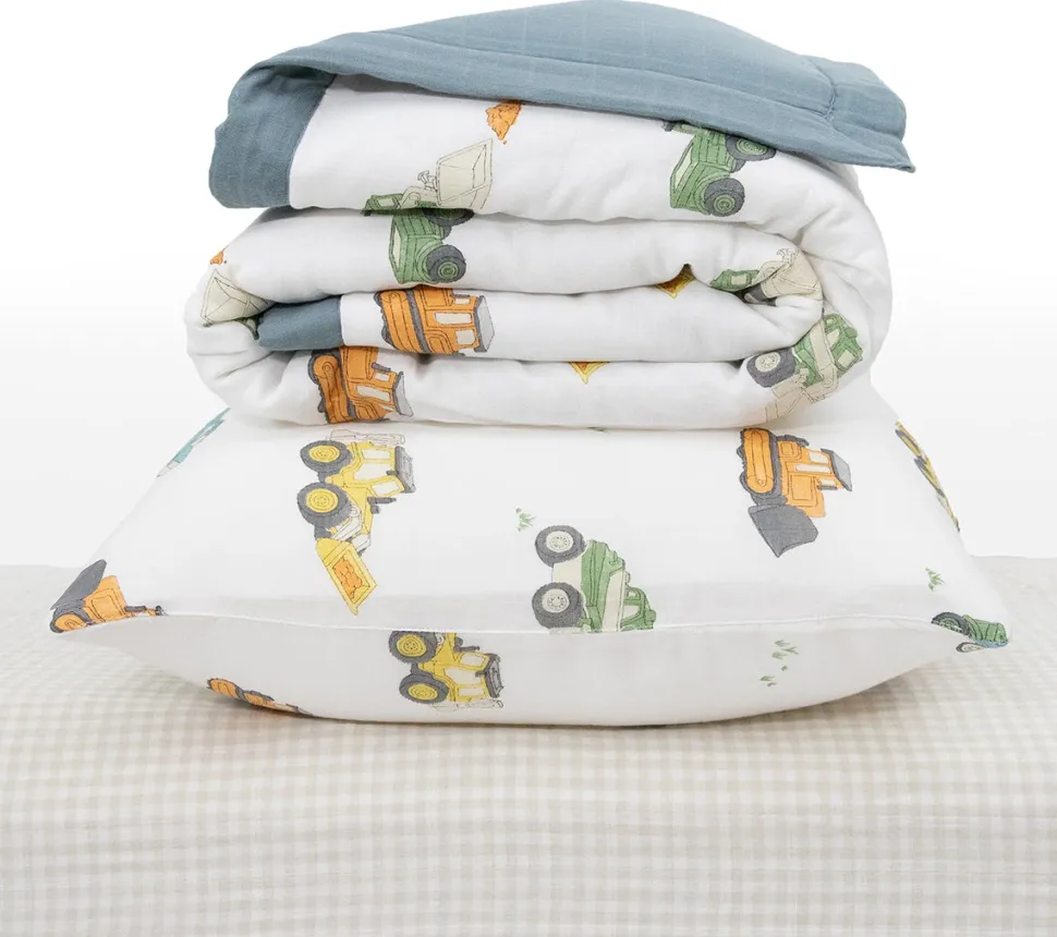 Little Unicorn Cotton Muslin Toddler Bedding 3 Piece Set - Work Trucks