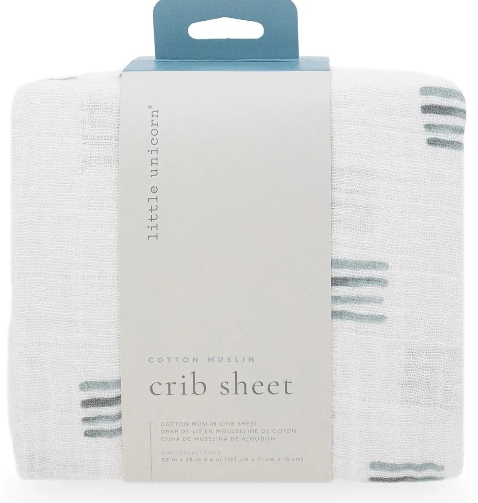 Little Unicorn Cotton Muslin Crib Sheet - Blue Stacks