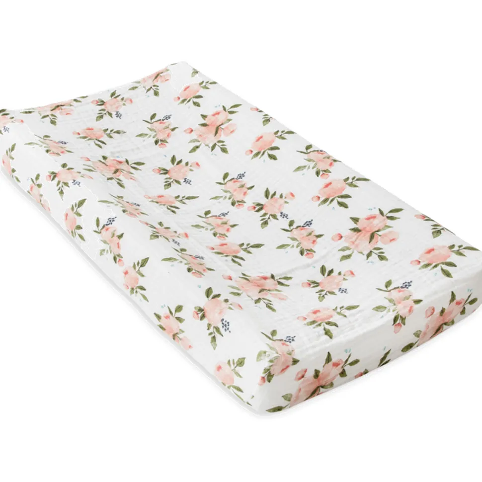 Little Unicorn Cotton Muslin Changing Pad Cover - Watercolor Roses