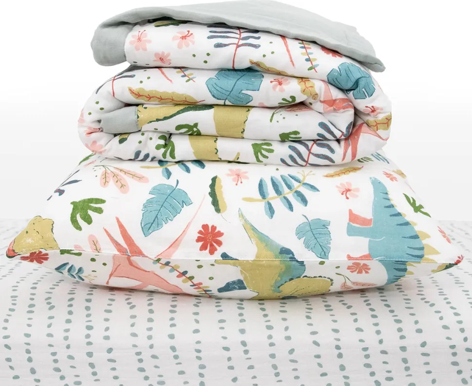 Little Unicorn Cotton Muslin Toddler Bedding 3 Piece Set - Boho Dino