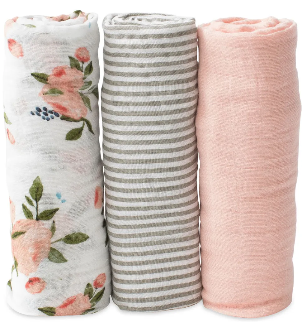 Little Unicorn Cotton Muslin Swaddle 3 Pack - Watercolor Roses