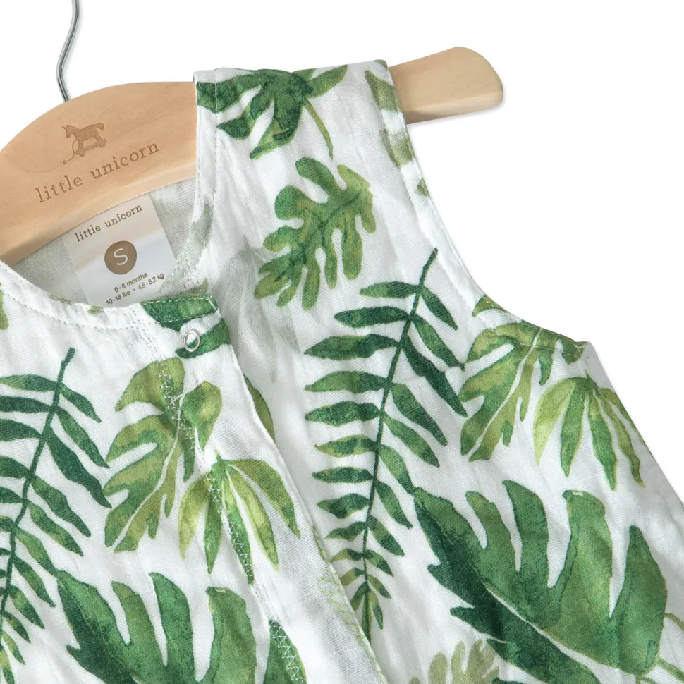 Little Unicorn Cotton Muslin Sleep Bag, Small - Tropical Leaf