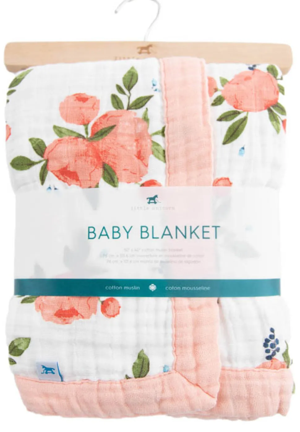 Little Unicorn Cotton Muslin Baby Blanket - Watercolor Roses