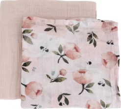 Little Unicorn Organic Cotton Muslin Swaddle Blanket 2 Pack - Watercolor Floret