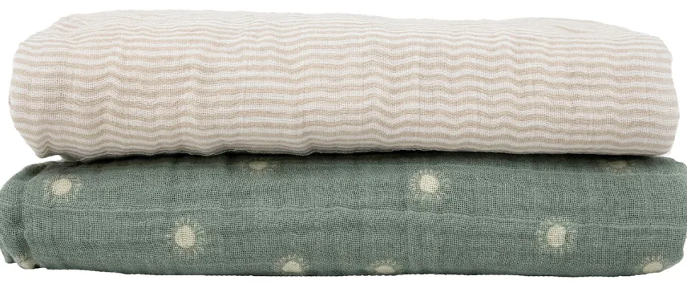 Little Unicorn Organic Cotton Muslin Swaddle Blanket 2 Pack - Sage Suns