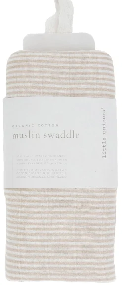 Little Unicorn Organic Cotton Muslin Swaddle Blanket - Sand Stripe