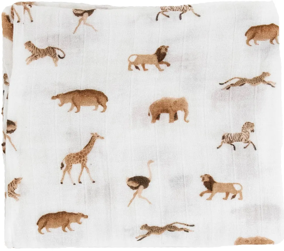 Little Unicorn Organic Cotton Muslin Swaddle Blanket - Animal Crackers