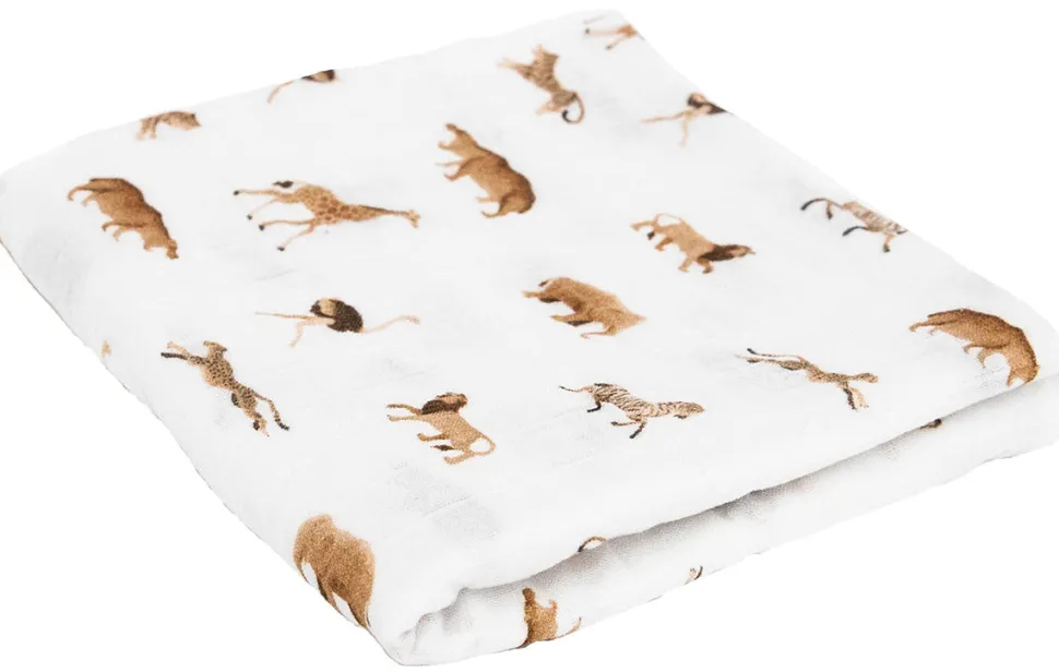 Little Unicorn Organic Cotton Muslin Swaddle Blanket - Animal Crackers