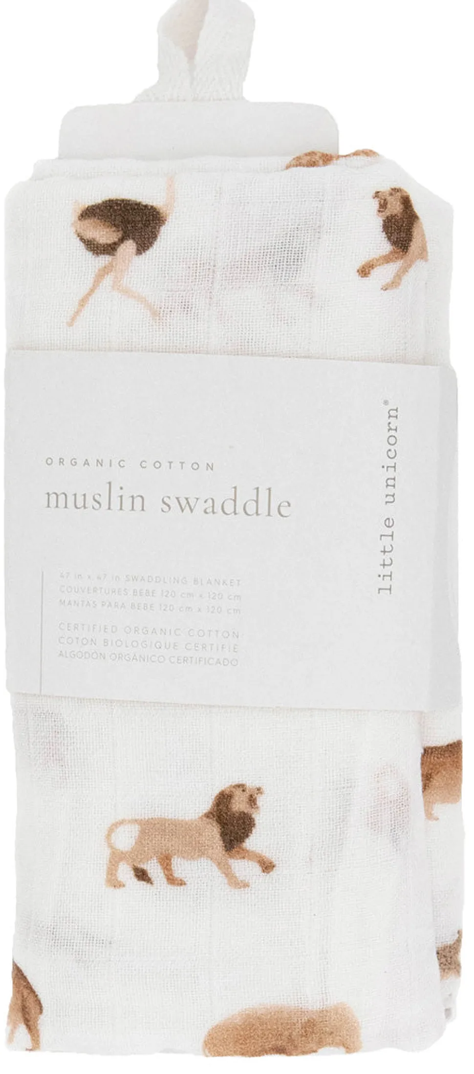 Little Unicorn Organic Cotton Muslin Swaddle Blanket - Animal Crackers