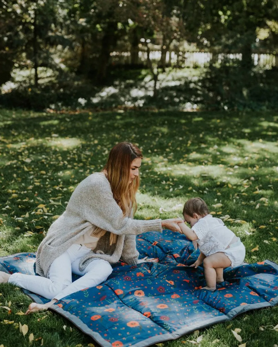 Little Unicorn Outdoor Blanket, 5' x 5' - Midnight Poppy