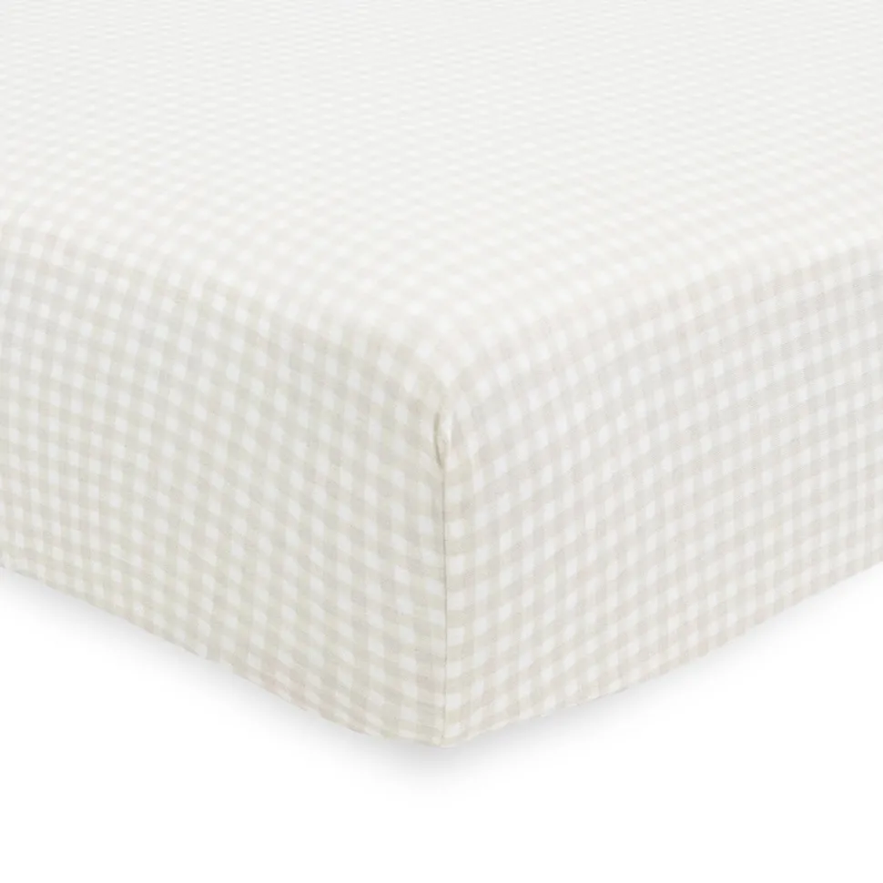 Little Unicorn Stretch Knit Crib Sheet - Tan Gingham