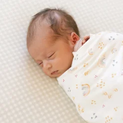 Little Unicorn Stretch Knit Crib Sheet - Tan Gingham