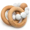 Loulou Lollipop Bubble Wood + Silicone Teether Rattle - Marble
